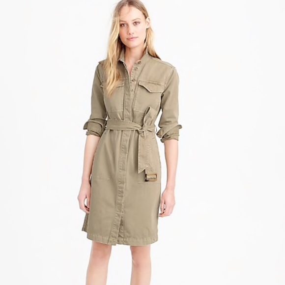 J Crew Petite Belted Chino Shirtdress - Picture 2 of 5